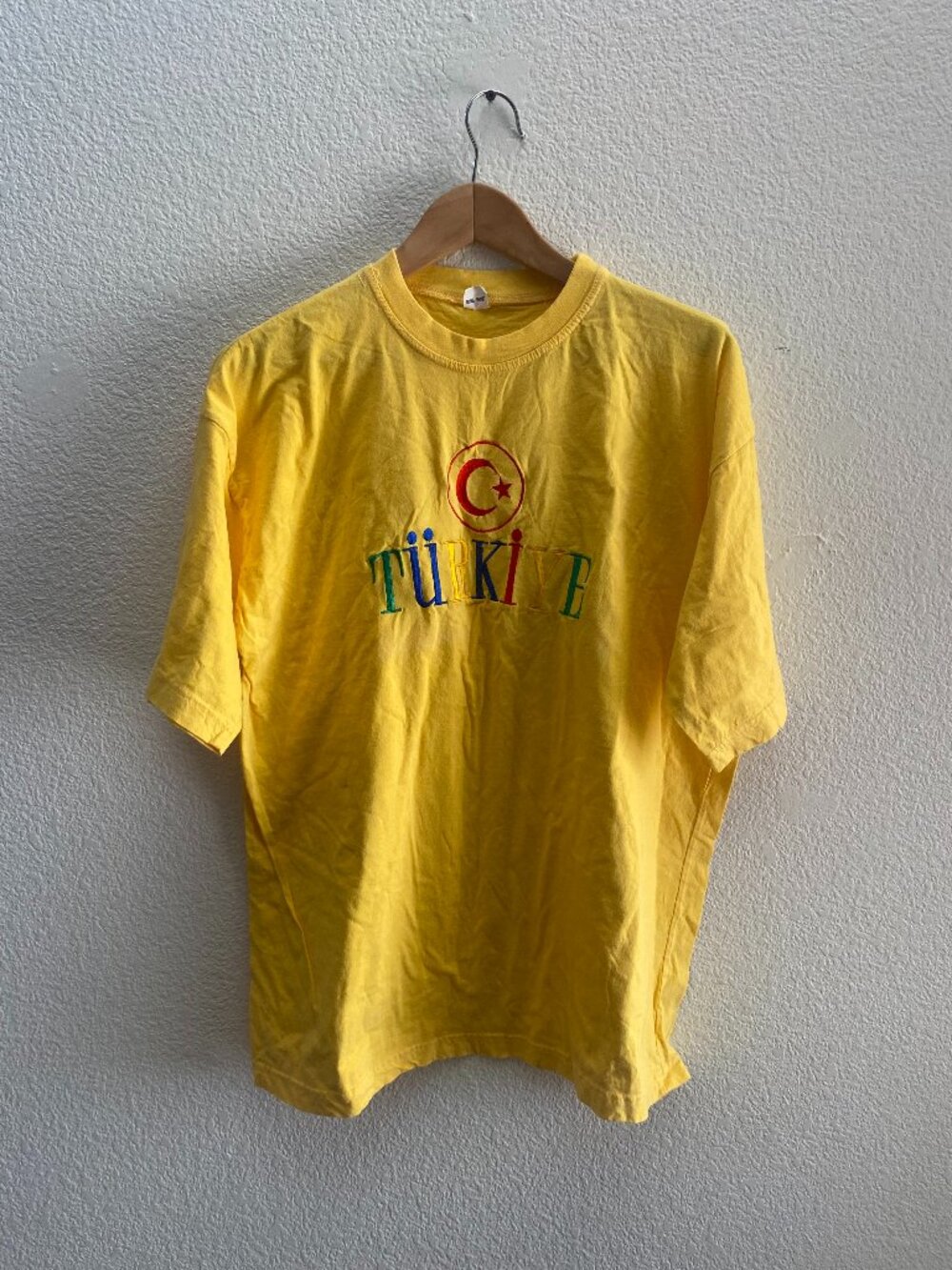 Turkiye Turkey Embroidered Short Sleeve T-Shirt Men's XL Yellow Color